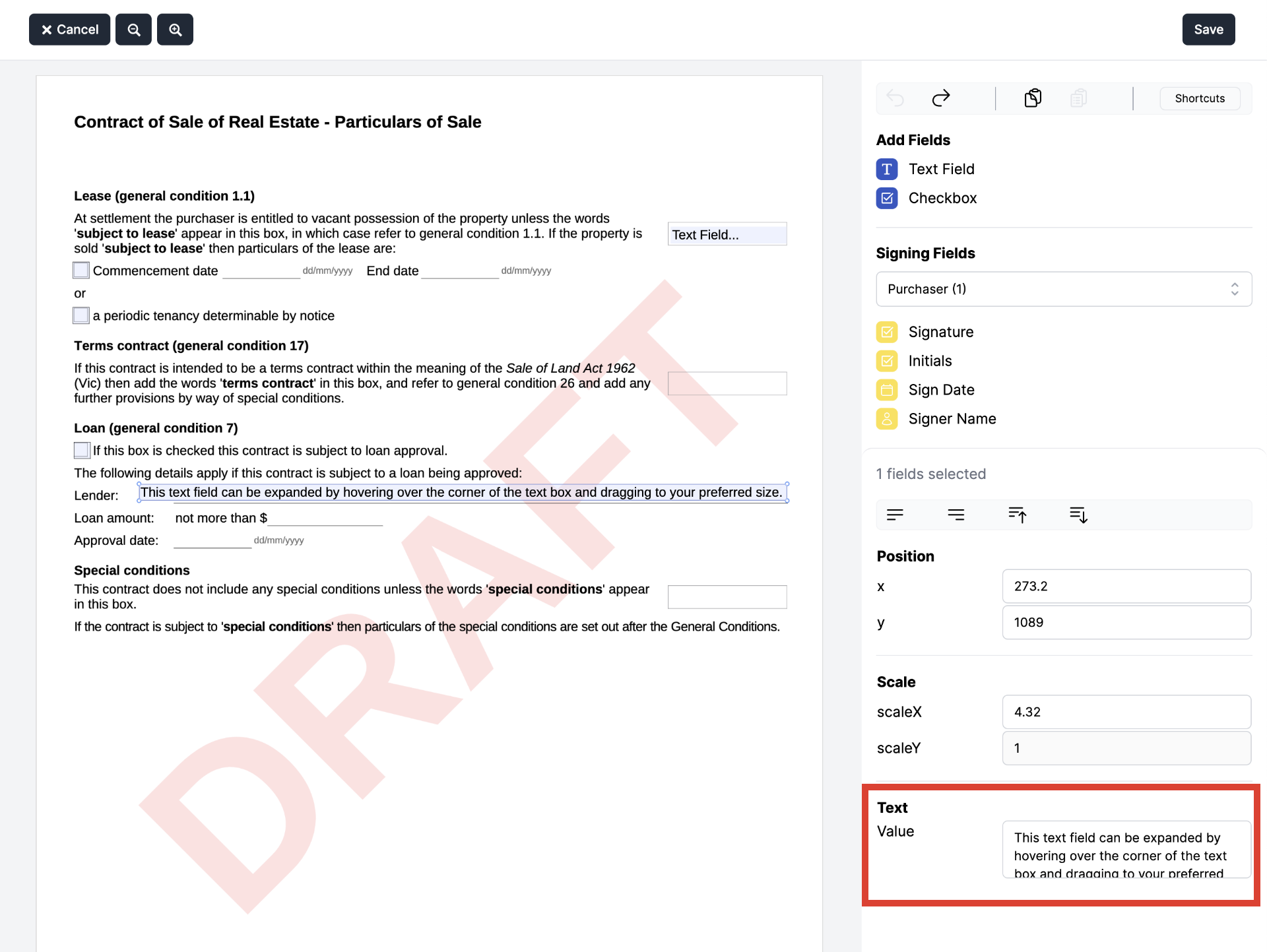 Adding content to the PDF document