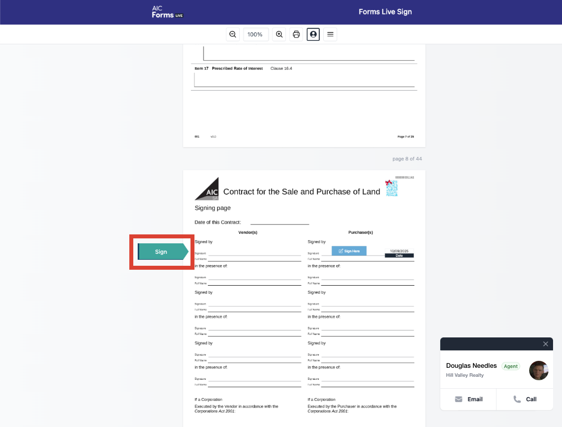 Forms Live Sign setup