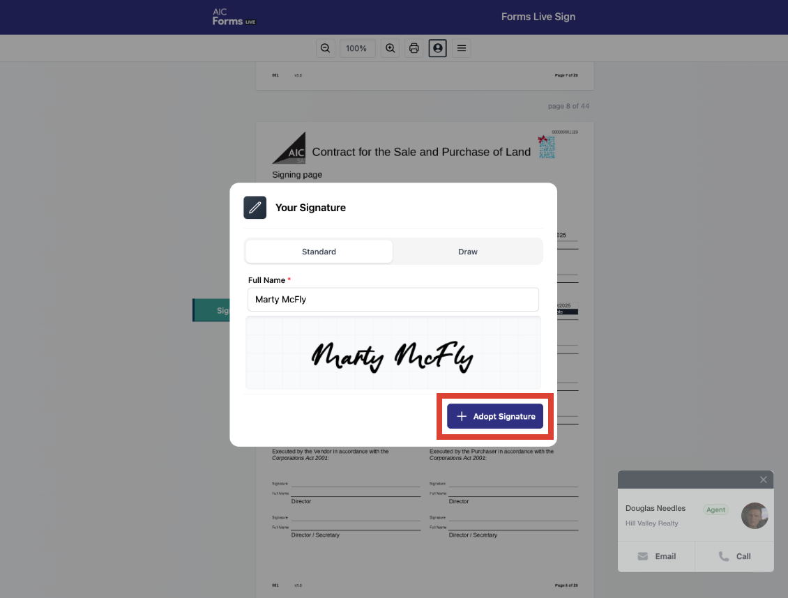 Forms Live Sign setup