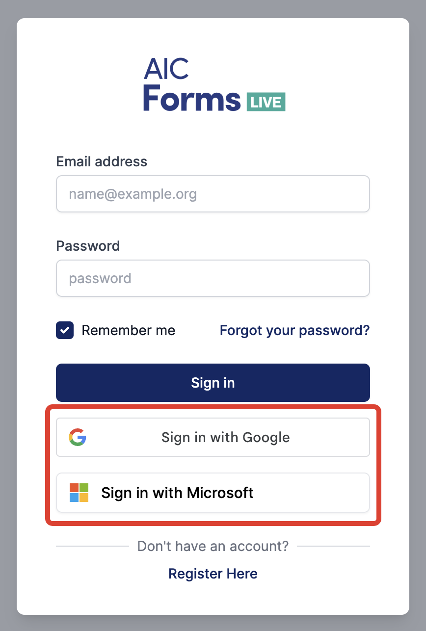 Single Sign-On login screen